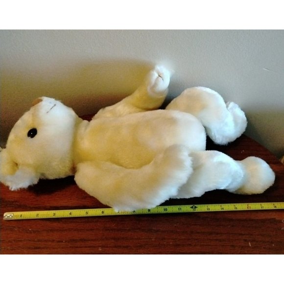 Ty White Teddy Bear Plush Stuffed Animal 18" Beanbag Feet & Paws Bubble Eyes Exc - Picture 9 of 9